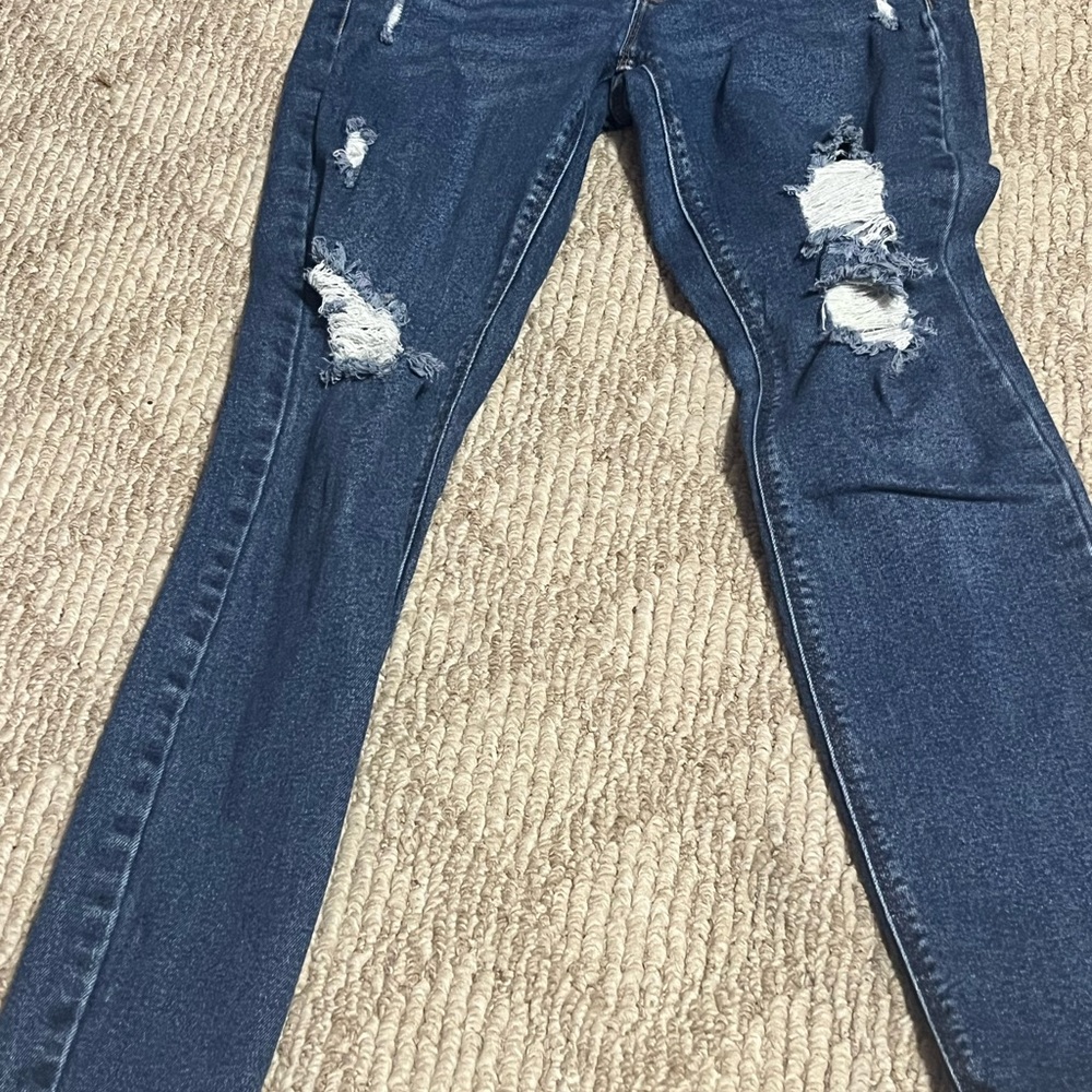 Old Navy Dark Blue Distressed Skinny Jeans